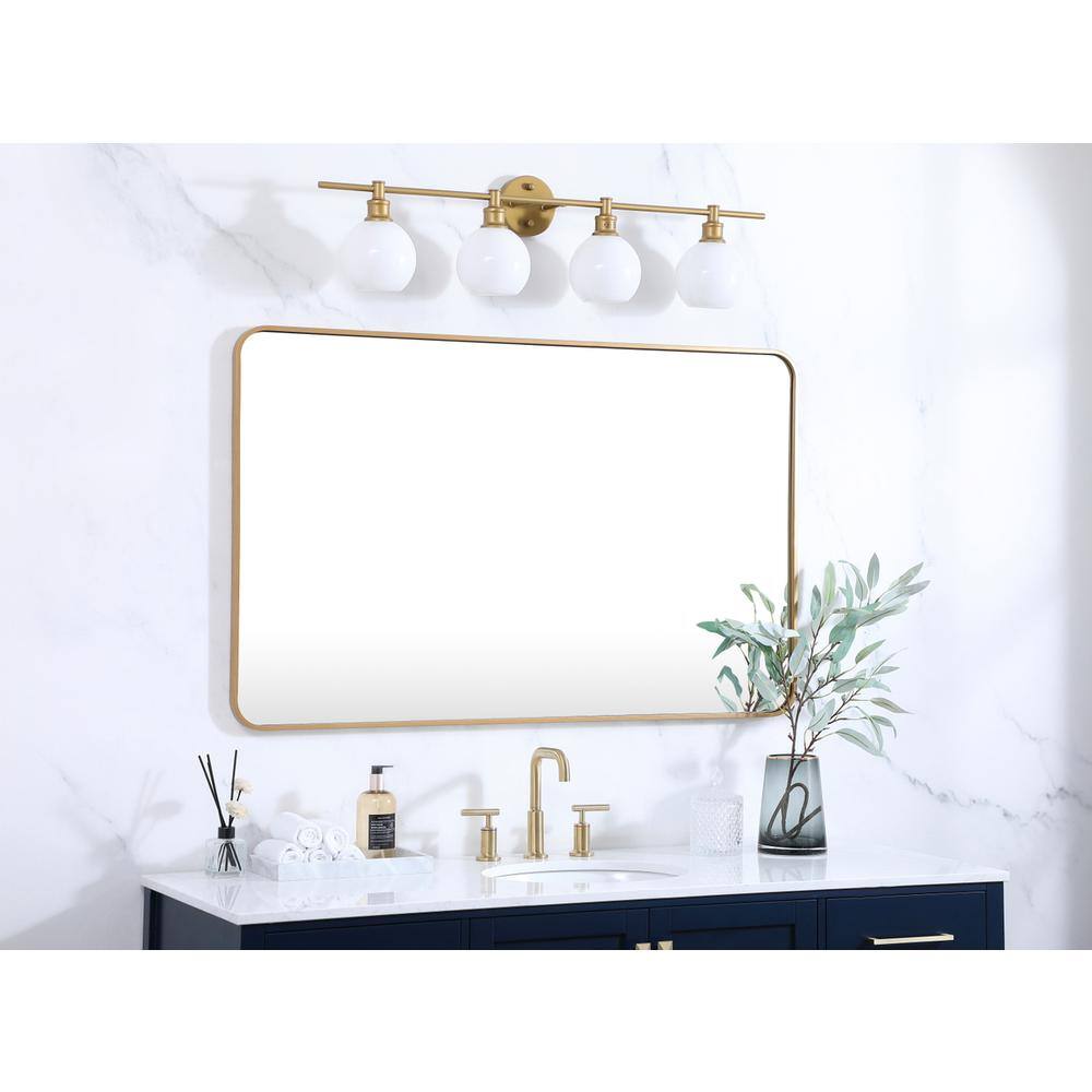 Alt View 4. Elegant Decor - Soft corner metal rectangular mirror 30x48 inch in Brass - Brass.