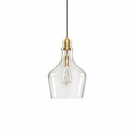 RYHNUYNE - Industrial Bottle-Shaped Clear Glass Pendant Light, Hanging Ceiling Light for Kitchen Island Dining Room Entryway - Gold