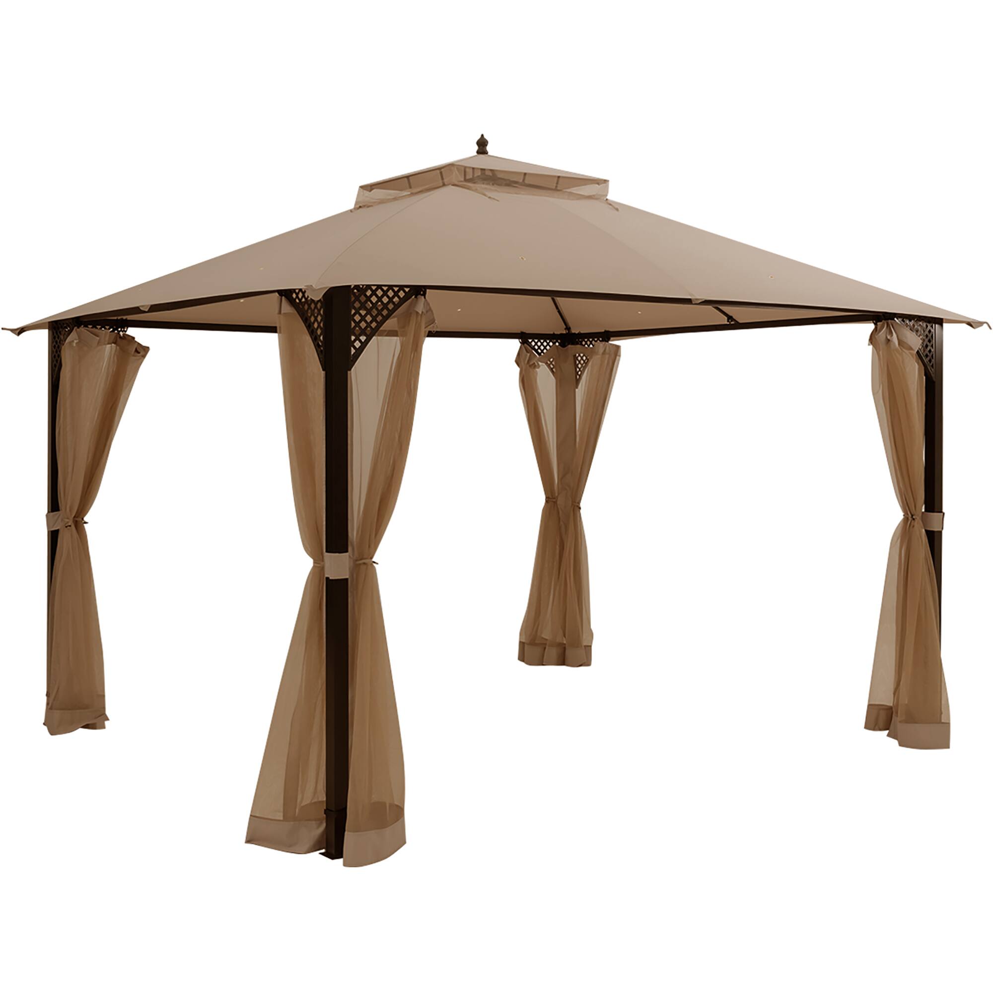 Alt View 9. Costway - Costway 12' x 10' Outdoor Patio Gazebo Canopy Shelter Double Top Sidewalls Netting - Brown.