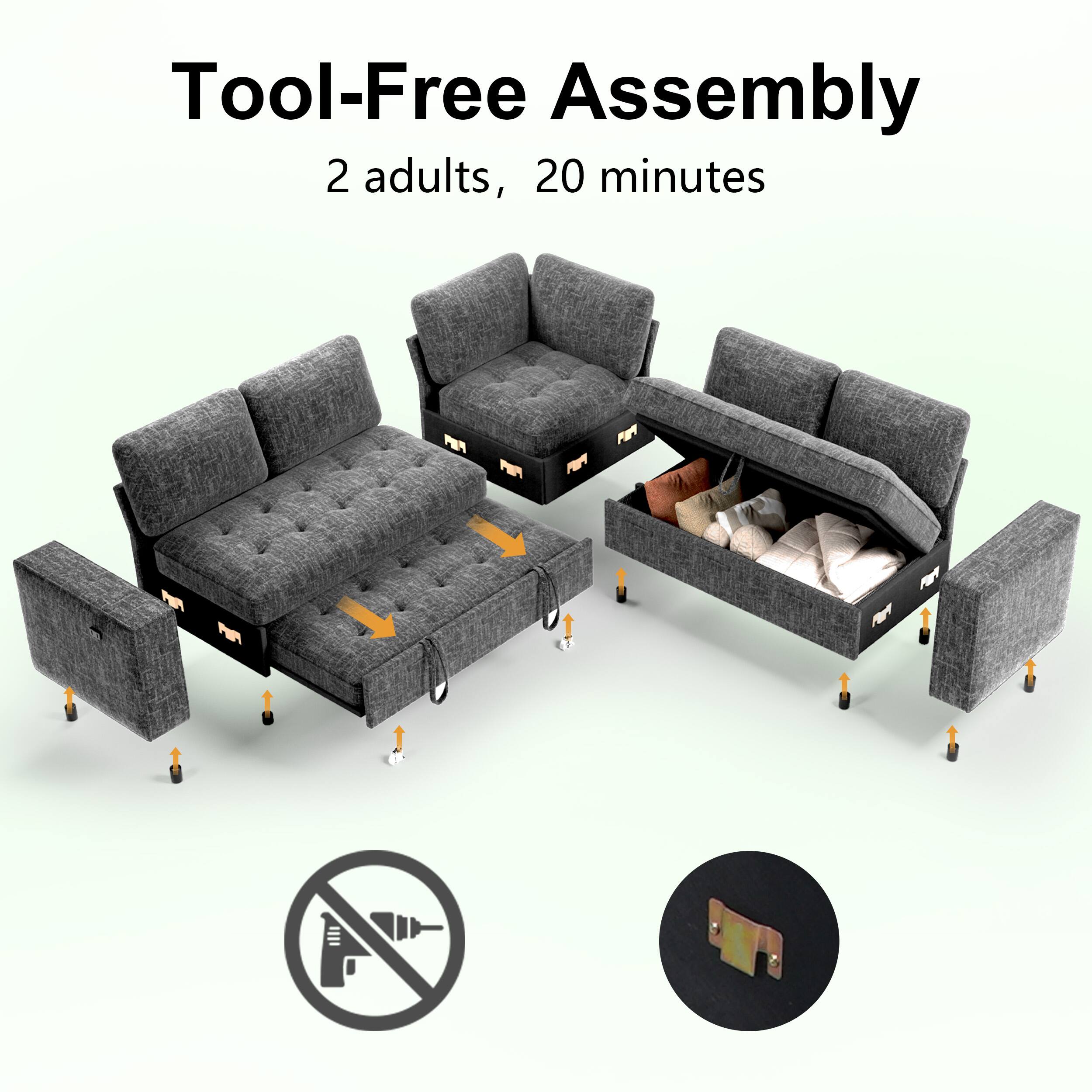 Tool-Free Assembly  
2 adults, 20 minutes