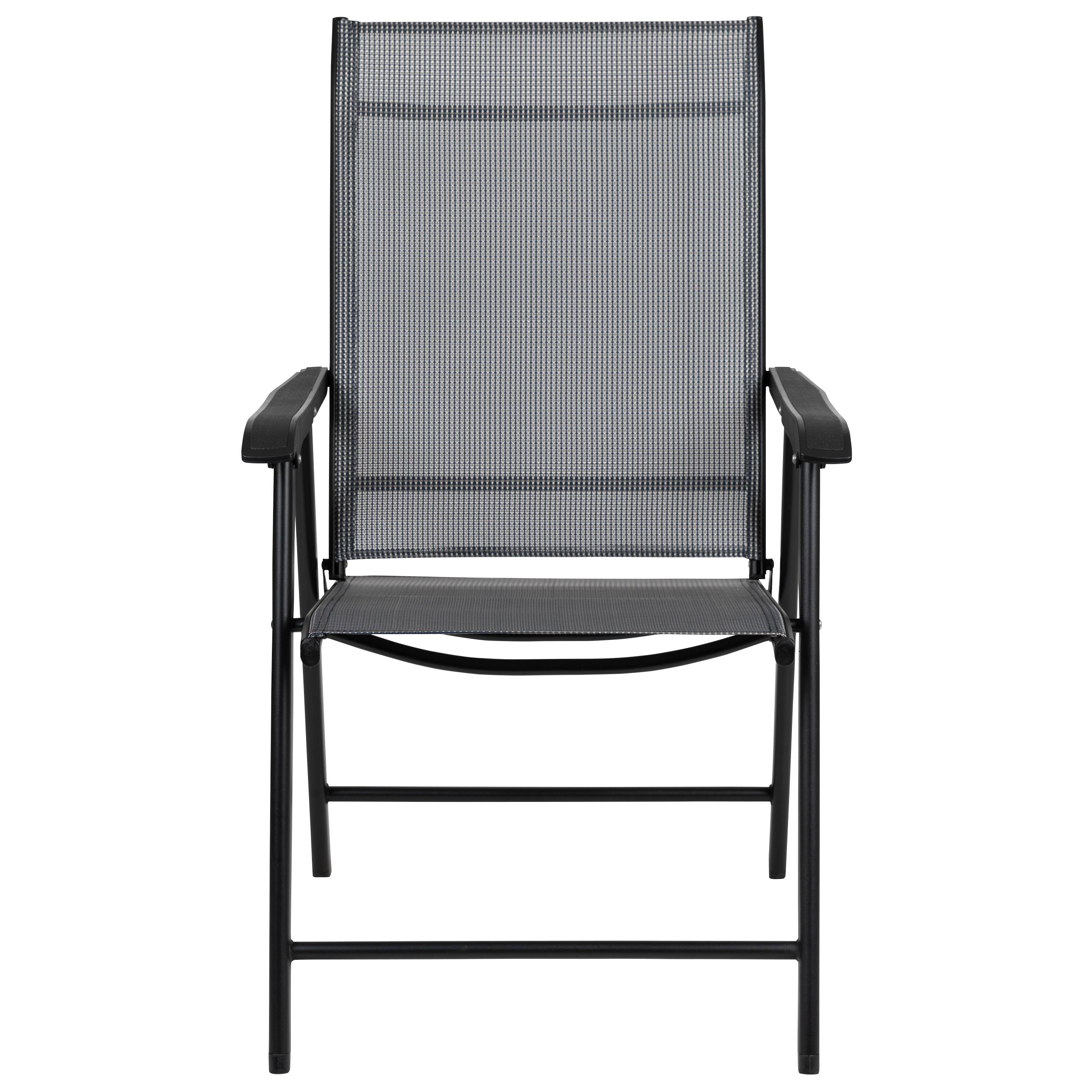 Alt View 8. Emma + Oliver - Outdoor Folding Patio Sling Chair / Portable Chair (2 Pack) - Gray.