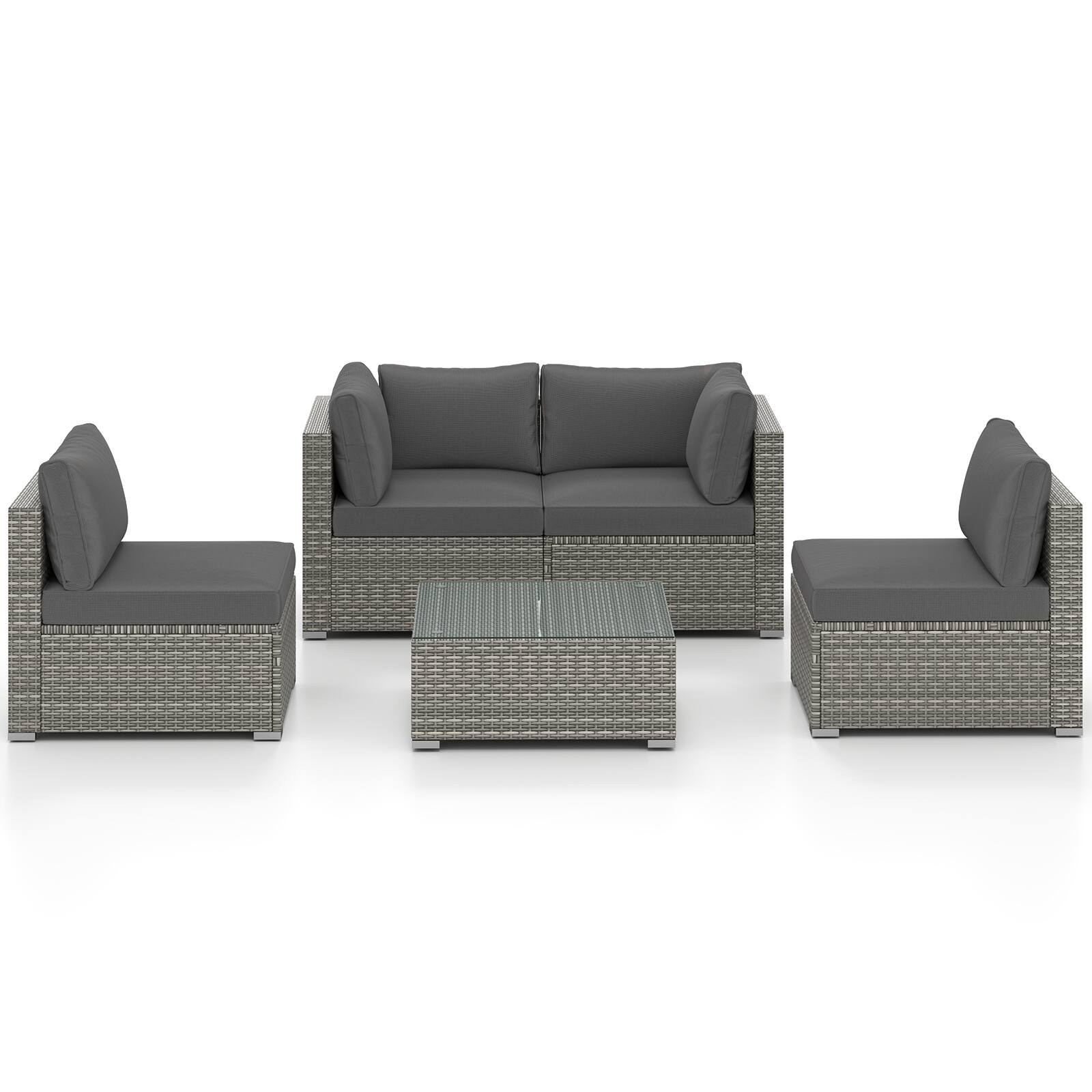 Alt View 5. Gymax - Gymax 10PCS Sectional Sofa Couch PE Rattan Conversation Set Gray - Gray.