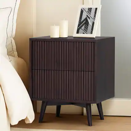 Front. Teamson Home - Teamson Home Tremolo 2-Drawer Nightstand, Espresso - Black.