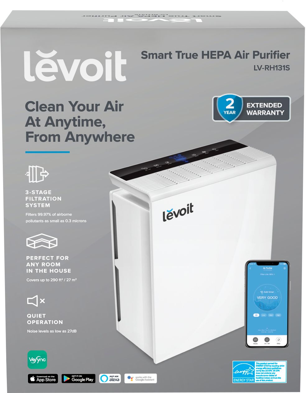Levoit Smart True HEPA Air Purifier - White