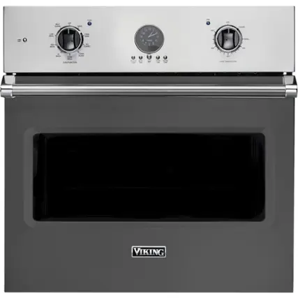 Front. Viking - Professional 5 Series 30" Built-In Single Electric Convection Oven - Damascus Gray.