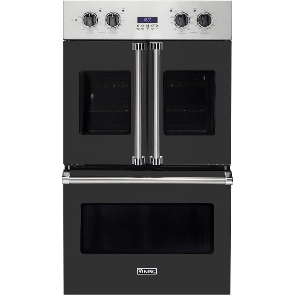 Viking - Professional 7 Series 30" Built-In Double Electric Convection Wall Oven - Cast Black - Front_Zoom