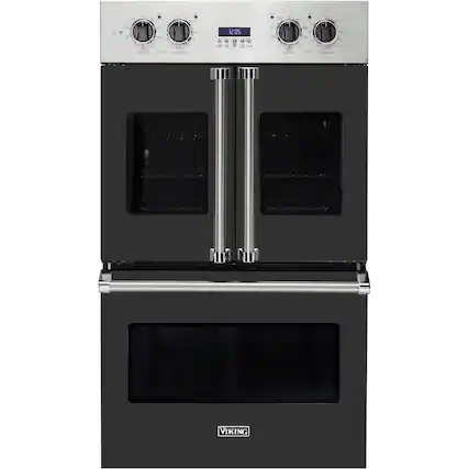 Front. Viking - Professional 7 Series 30" Built-In Double Electric Convection Wall Oven - Cast Black.