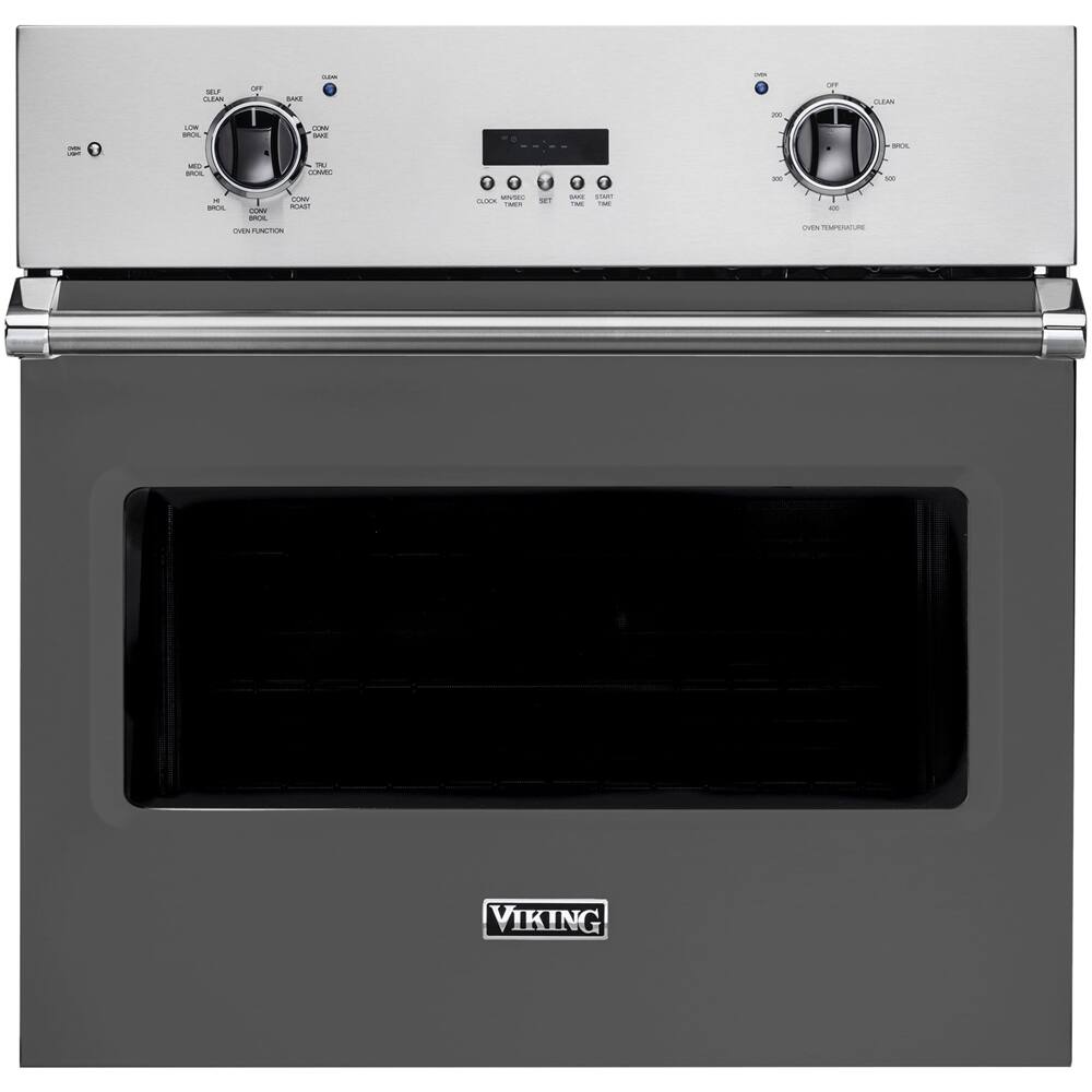 Front. Viking - Professional 5 Series 30" Built-In Single Electric Convection Oven - Damascus Gray.