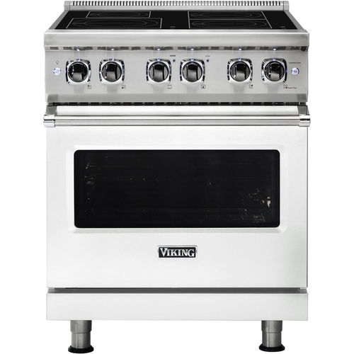 Viking - Professional 5 Series 4.7 Cu. Ft. Freestanding Electric Induction True Convection Range with Self-Cleaning - Frost White