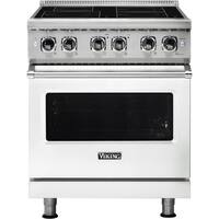 Viking - Professional 5 Series 4.7 Cu. Ft. Freestanding Electric Induction True Convection Range with Self-Cleaning - Frost White - Front_Zoom
