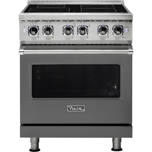 Viking - Professional 5 Series 4.7 Cu. Ft. Freestanding Electric Induction True Convection Range with Self-Cleaning - Damascus Gray