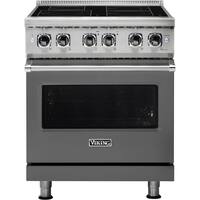 Viking - Professional 5 Series 4.7 Cu. Ft. Freestanding Electric Induction True Convection Range with Self-Cleaning - Damascus Gray - Front_Zoom