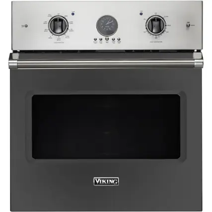 Front. Viking - Professional 5 Series 27" Built-In Single Electric Convection Oven - Damascus Gray.