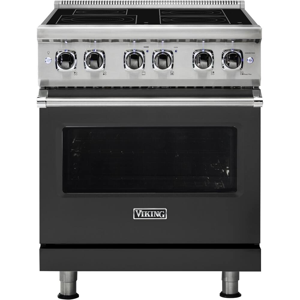 Front. Viking - Professional 5 Series 4.7 Cu. Ft. Freestanding Electric Induction True Convection Range with Self-Cleaning - Cast black.