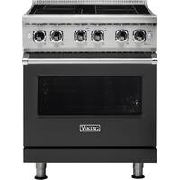 Viking - Professional 5 Series 4.7 Cu. Ft. Freestanding Electric Induction True Convection Range with Self-Cleaning - Cast Black - Front_Zoom