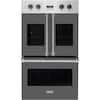 Front. Viking - Professional 7 Series 30" Built-In Double Electric Convection Wall Oven - Damascus Gray.
