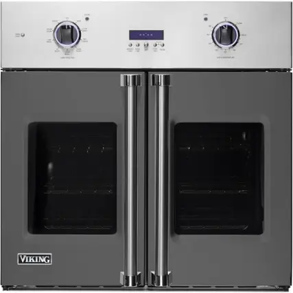 Front. Viking - Professional 7 Series 30" Built-In Single Electric Convection Oven - Damascus Gray.