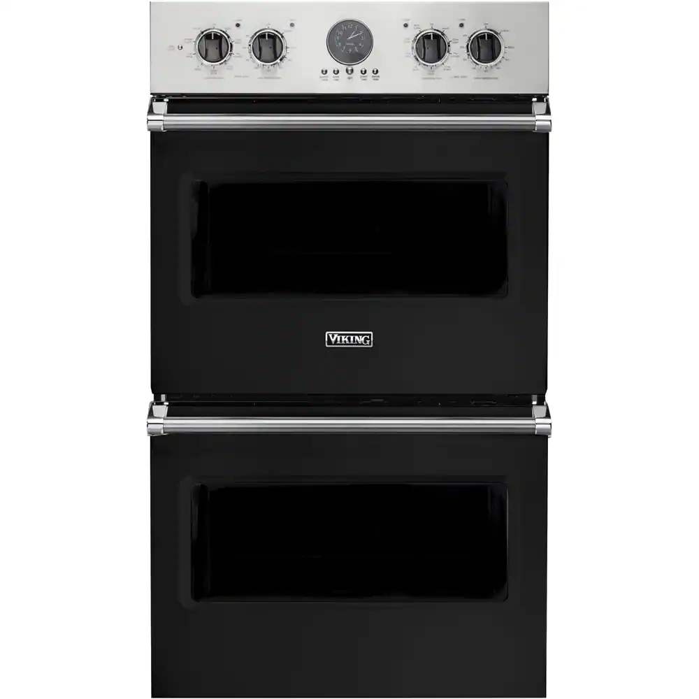 Front. Viking - Professional 5 Series 30" Built-In Double Electric Convection Wall Oven - Cast Black.