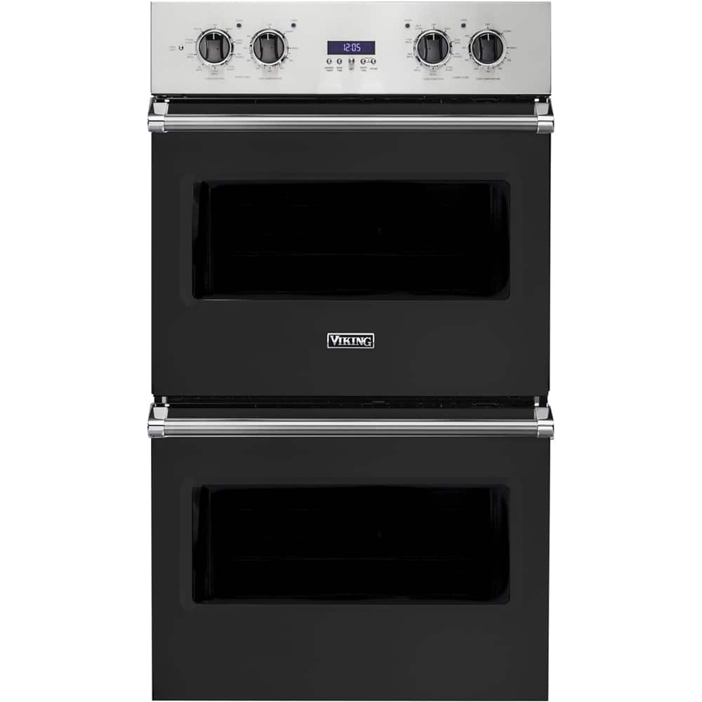 Front. Viking - Professional 5 Series 30" Built-In Double Electric Convection Wall Oven - Cast Black.