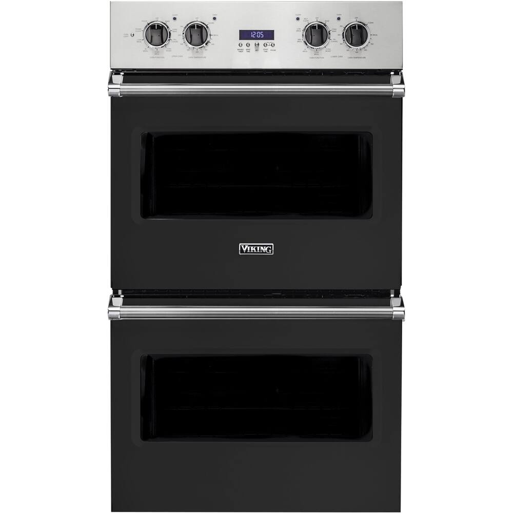 Front. Viking - Professional 5 Series 30" Built-In Double Electric Convection Wall Oven - Cast Black.