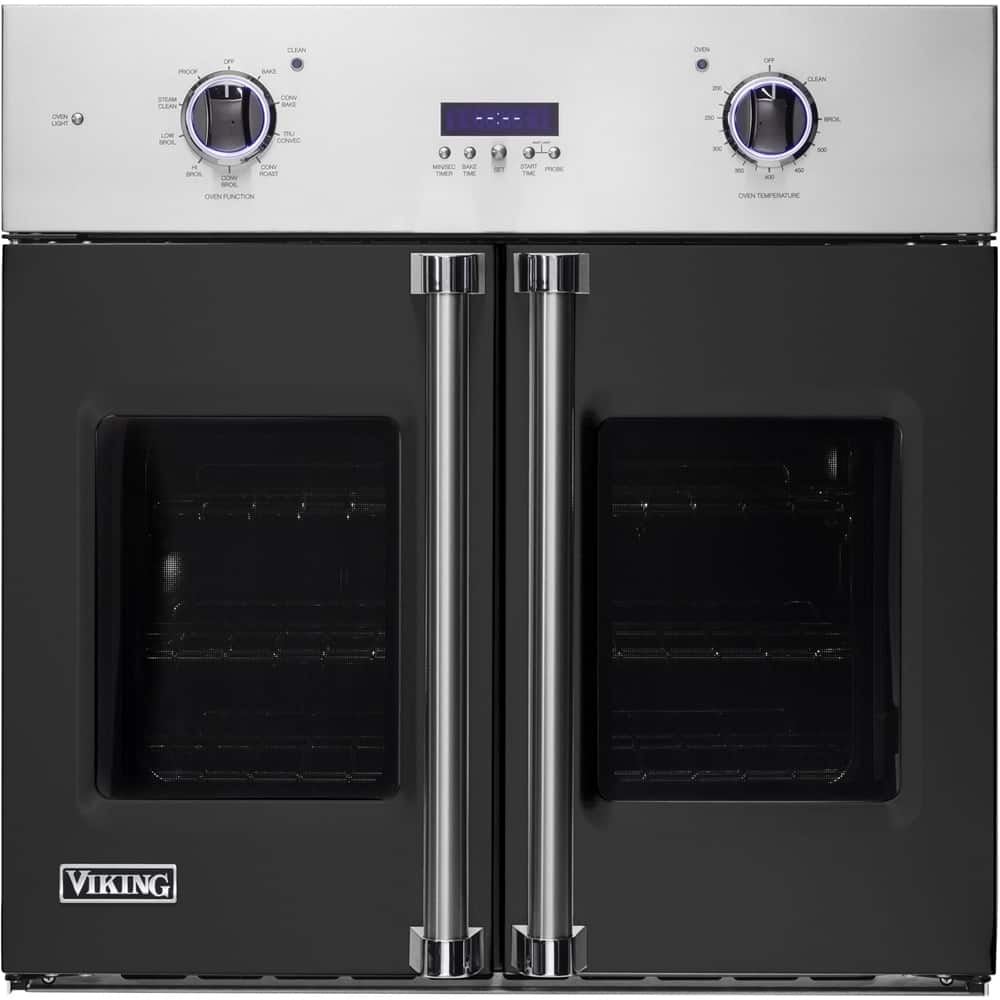 Front. Viking - Professional 7 Series 30" Built-In Single Electric Convection Oven - Cast Black.