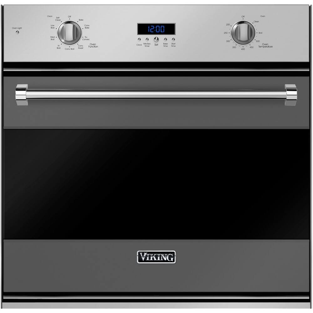 Front. Viking - 3 Series 30" Built-In Single Electric Convection Oven - Damascus Gray.