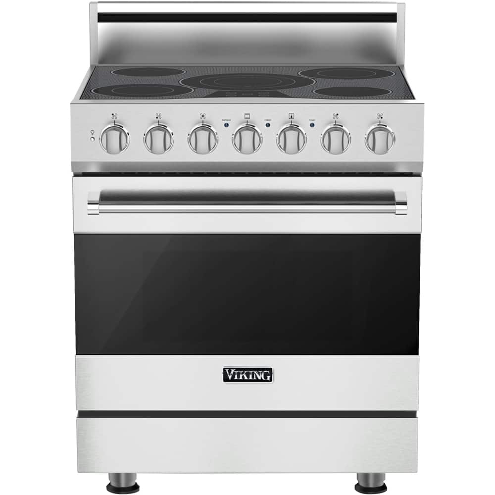 Front. Viking - 3 Series 4.7 Cu. Ft. Freestanding Electric True Convection Range with Self-Cleaning - Frost White.