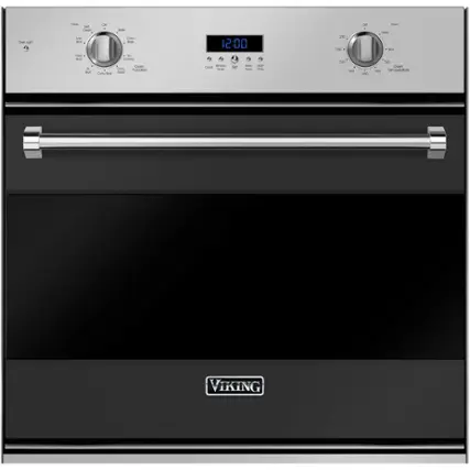Front. Viking - 3 Series 30" Built-In Single Electric Convection Oven - Cast Black.