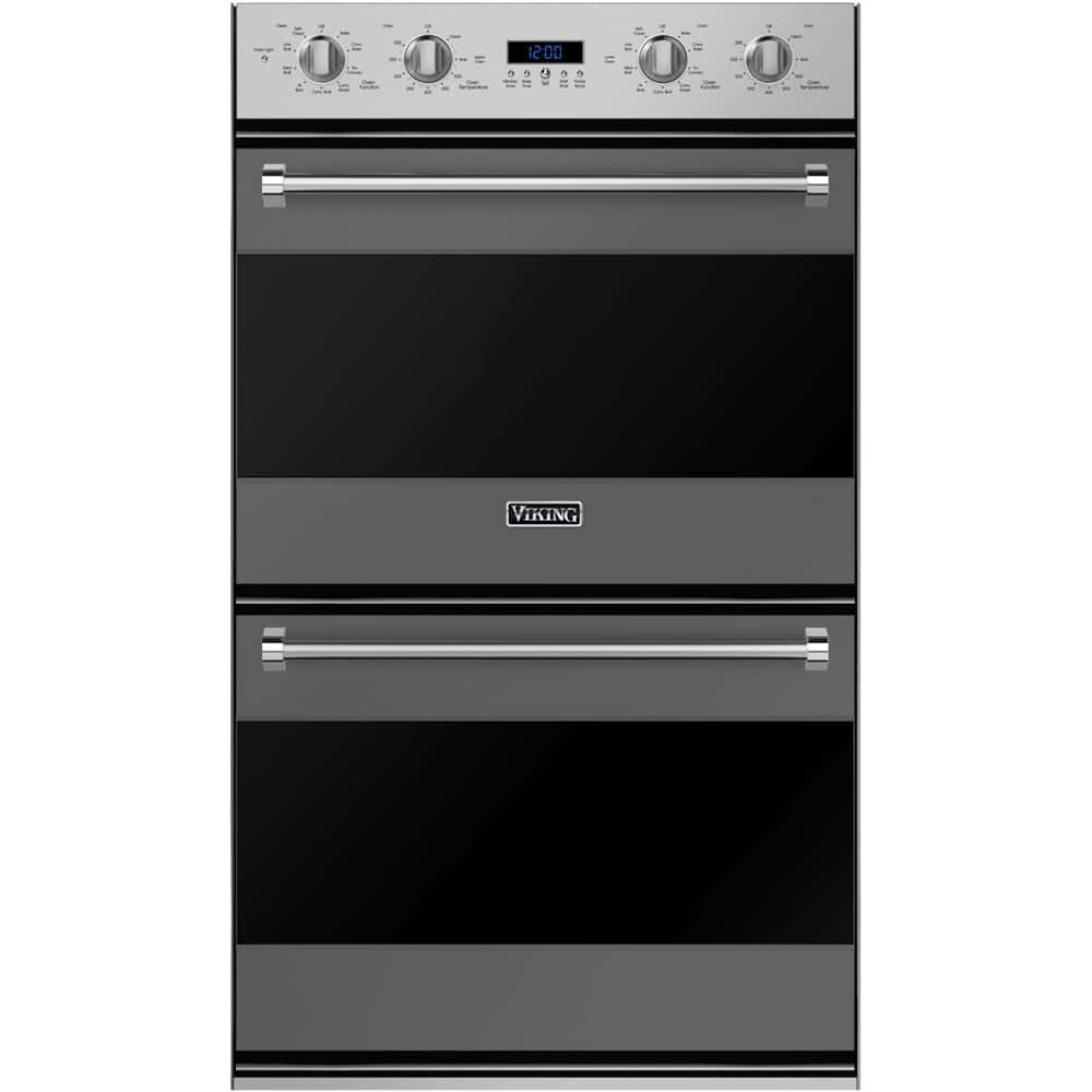 Front. Viking - 3 Series 30" Built-In Double Electric Convection Wall Oven - Damascus Gray.