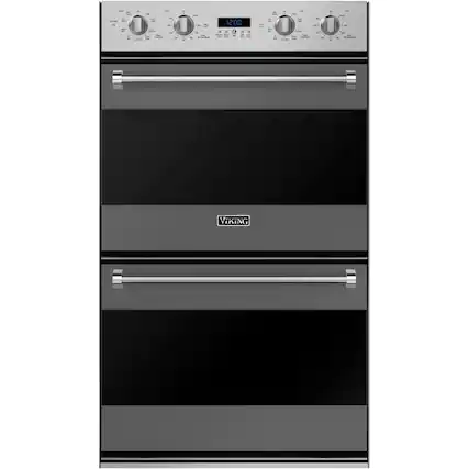 Front. Viking - 3 Series 30" Built-In Double Electric Convection Wall Oven - Damascus Gray.