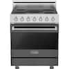 Front. Viking - 3 Series 4.7 Cu. Ft. Freestanding Electric True Convection Range with Self-Cleaning - Damascus Gray.