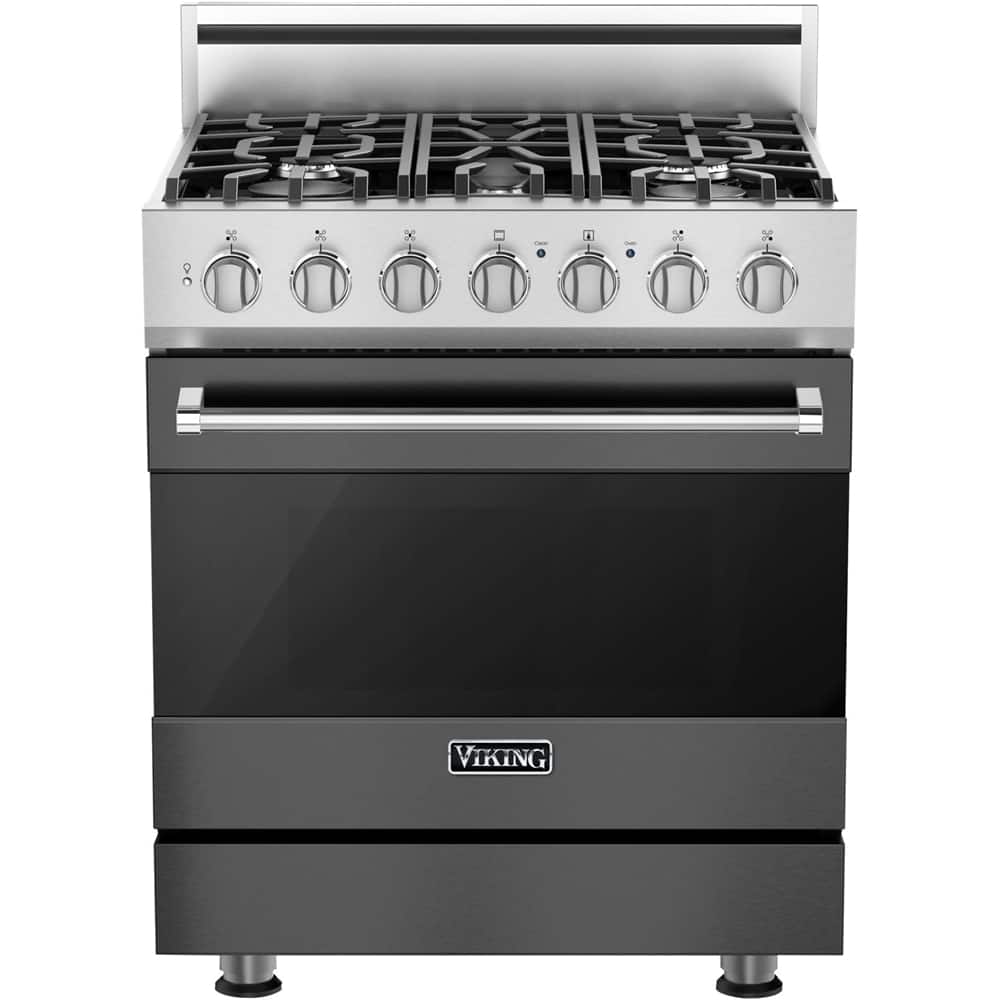 Front. Viking - 3 Series 4.7 Cu. Ft. Self-Cleaning Freestanding Dual Fuel Convection Range - Damascus Gray.