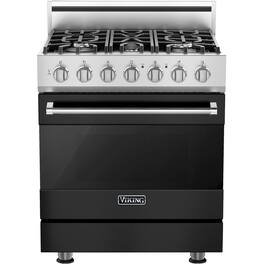 Viking - 3 Series 4.7 Cu. Ft. Self-Cleaning Freestanding Dual Fuel LP Gas Convection Range - Cast Black - Cast Black