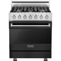 Viking - 3 Series 4.7 Cu. Ft. Freestanding Dual Fuel True Convection Range with Self-Cleaning - Cast Black - Front_Zoom