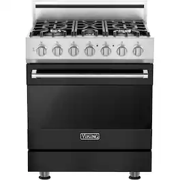 Viking - 3 Series 4.7 Cu. Ft. Self-Cleaning Freestanding Dual Fuel Convection Range - Cast Black
