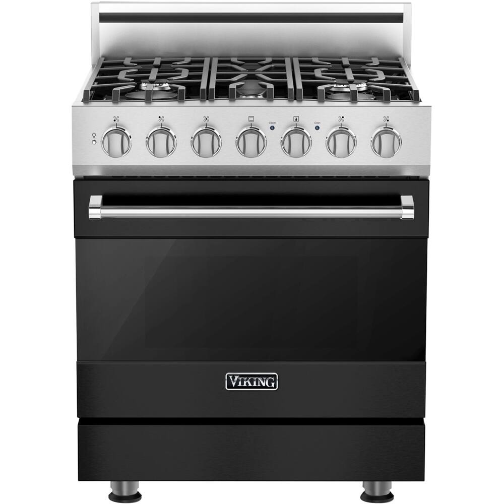 Front. Viking - 3 Series 4.7 Cu. Ft. Self-Cleaning Freestanding Dual Fuel Convection Range - Cast Black.