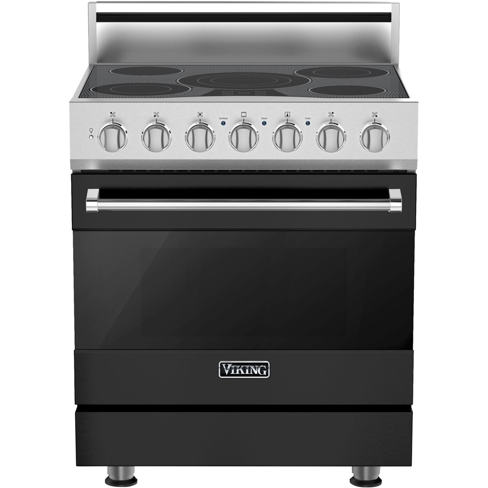 Viking – 3 Series 4.7 Cu. Ft. Freestanding Electric True Convection Range with Self-Cleaning – Cast Black