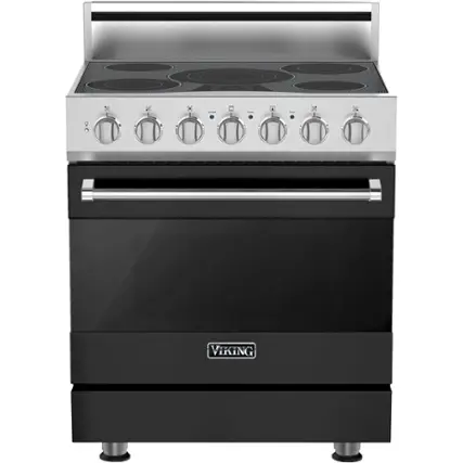 Front. Viking - 3 Series 4.7 Cu. Ft. Freestanding Electric True Convection Range with Self-Cleaning - Cast Black.