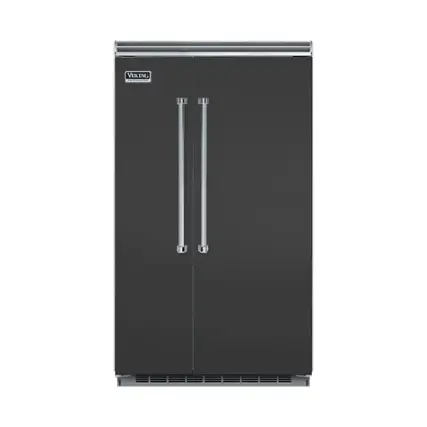 Front. Viking - Professional 5 Series Quiet Cool 29.1 Cu. Ft. Side-by-Side Built-In Refrigerator - Cast Black.
