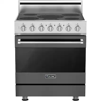 Front. Viking - 3 Series 4.7 Cu. Ft. Self-Cleaning Freestanding Dual Fuel LP Gas Convection Range - Damascus Gray.