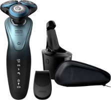 Philips Norelco - 7900 SmartClick and SmartClean Wet/Dry Electric Shaver - Black/Blue - Angle_Zoom