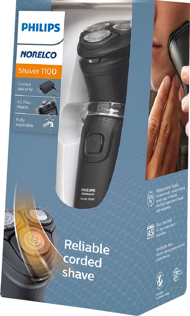 Left View: Philips Norelco Shaver 1100 S1015/81 (Corded Only)