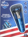 Angle Zoom. Barbasol - Rechargeable Wet/Dry Rotary Electric Shaver with Beard Trimmer - Black/Blue.