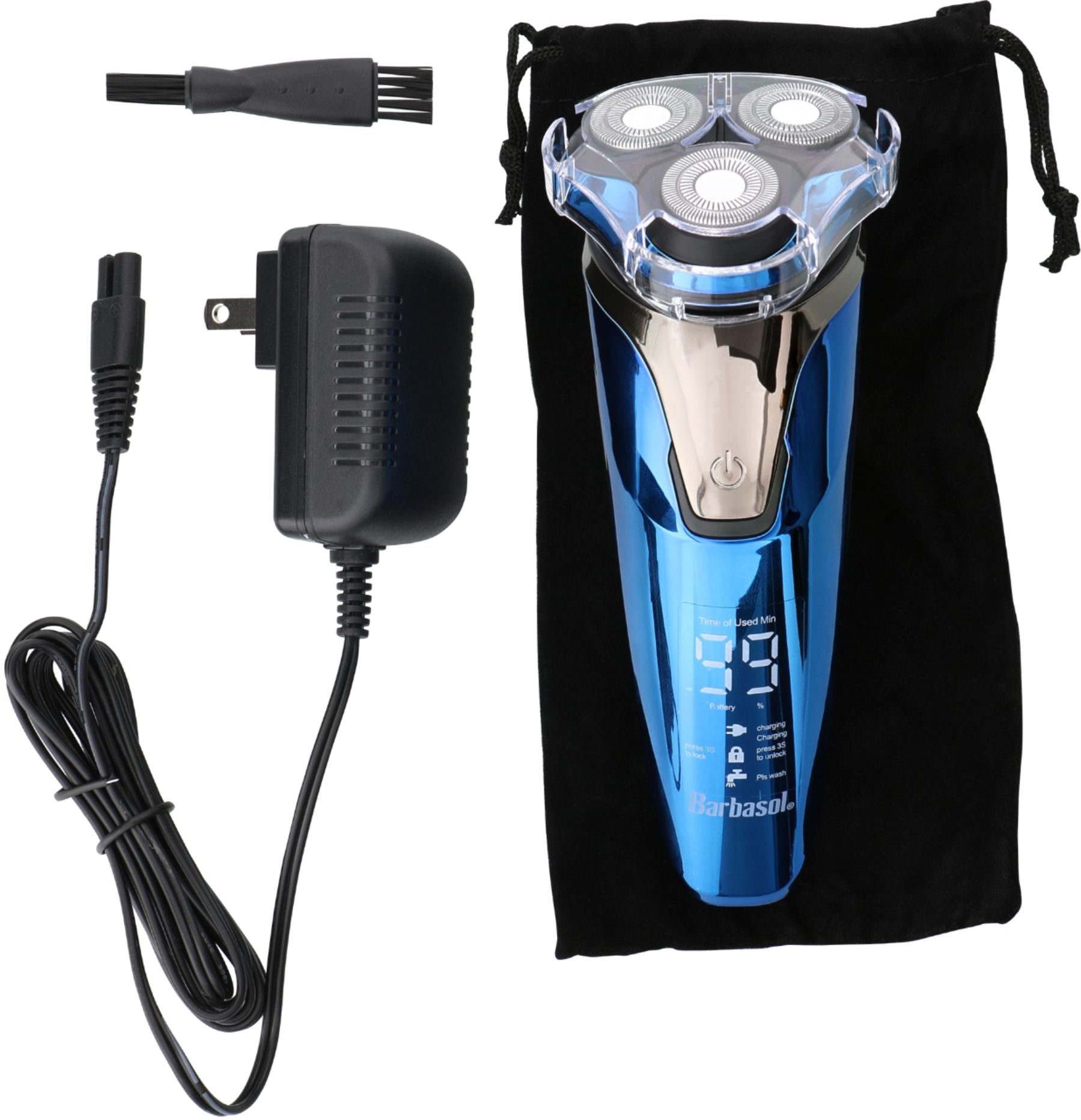 Zoom in on Alt View Zoom 13. Barbasol - Rechargeable Wet/Dry Rotary Electric Shaver with Beard Trimmer - Black/Blue.