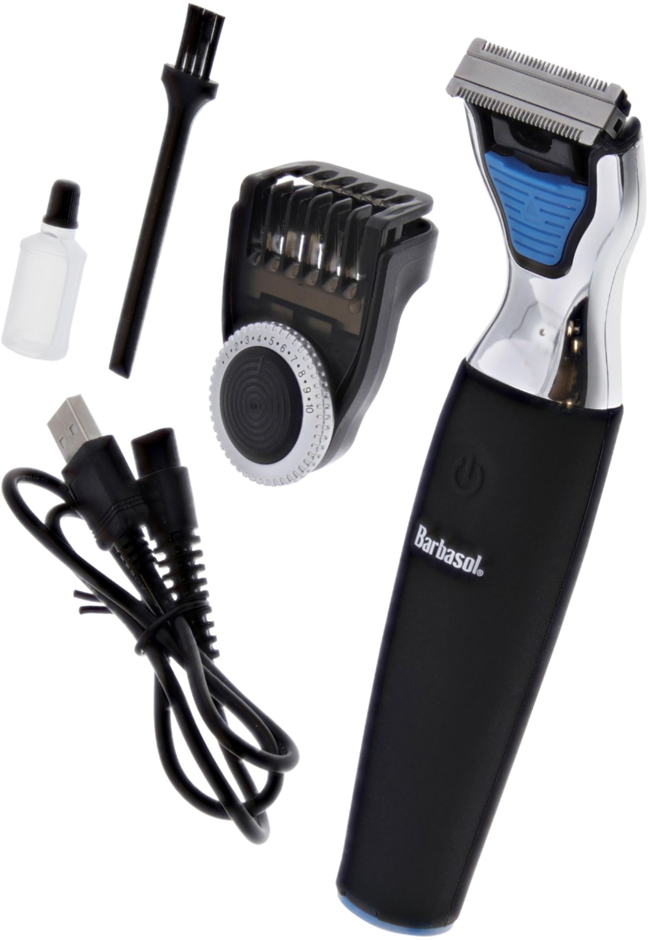 Zoom in on Alt View Zoom 11. Barbasol - Rechargeable Power Single Blade Wet/Dry Electric Shaver/Beard Trimmer + Body Blade + Adjustable Beard Trimmer Attachment - Black/Blue.