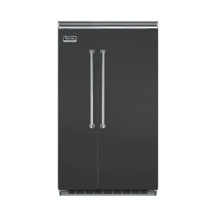 Front. Viking - Professional 5 Series Quiet Cool 29.1 Cu. Ft. Side-by-Side Built-In Refrigerator - Damascus Gray.