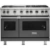 Front. Viking - Professional 5 Series 6.1 Cu. Ft. Freestanding Double Oven LP Gas Convection Range - Cast Black.