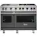 Front. Viking - Professional 5 Series 6.1 Cu. Ft. Freestanding Double Oven LP Gas Convection Range - Cast Black.