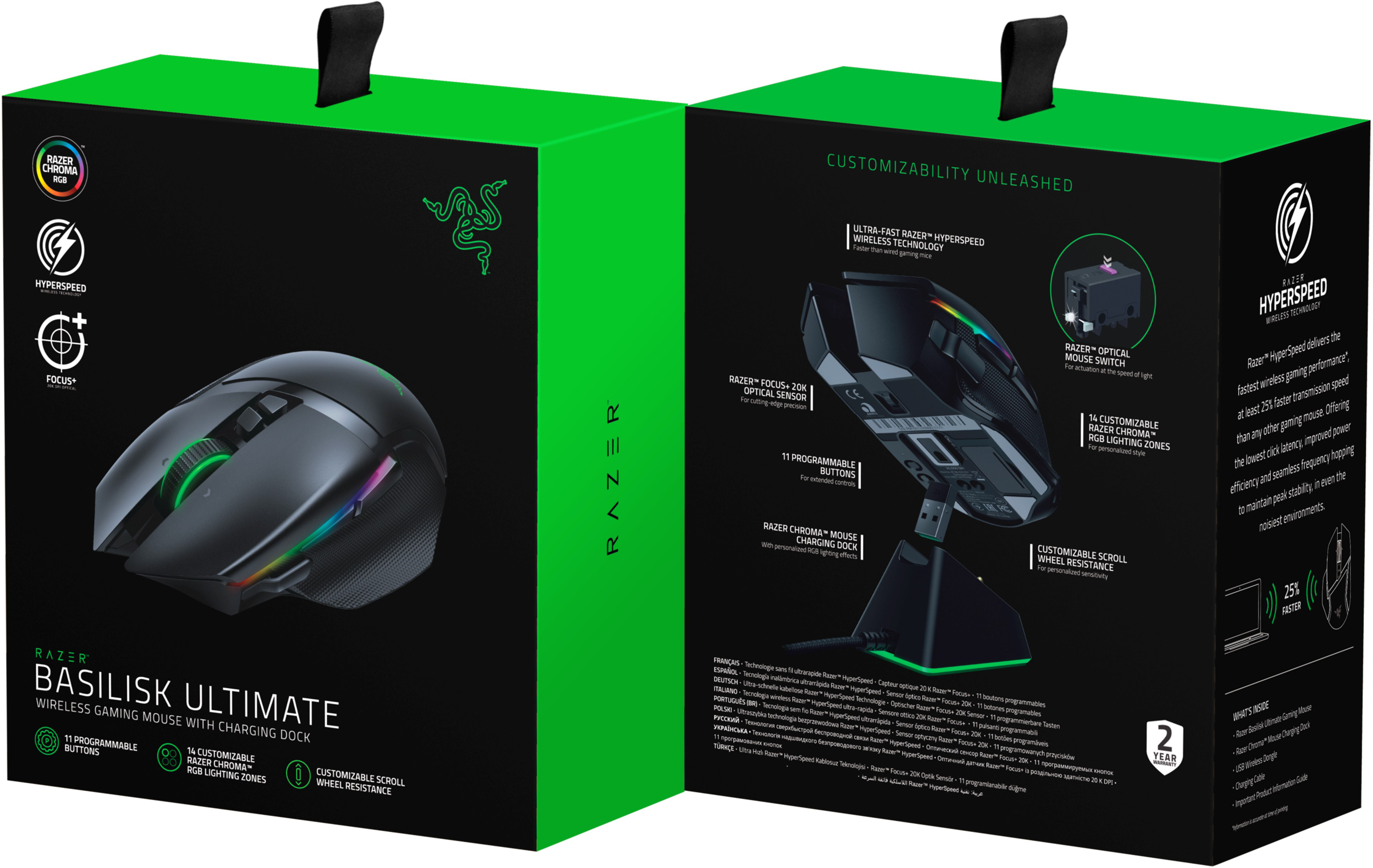 Razer Basilisk Ultimate Wireless Optical with HyperSpeed Technology and  Charging Dock Gaming Mouse Black RZ01-03170100-R3U1 - Best Buy