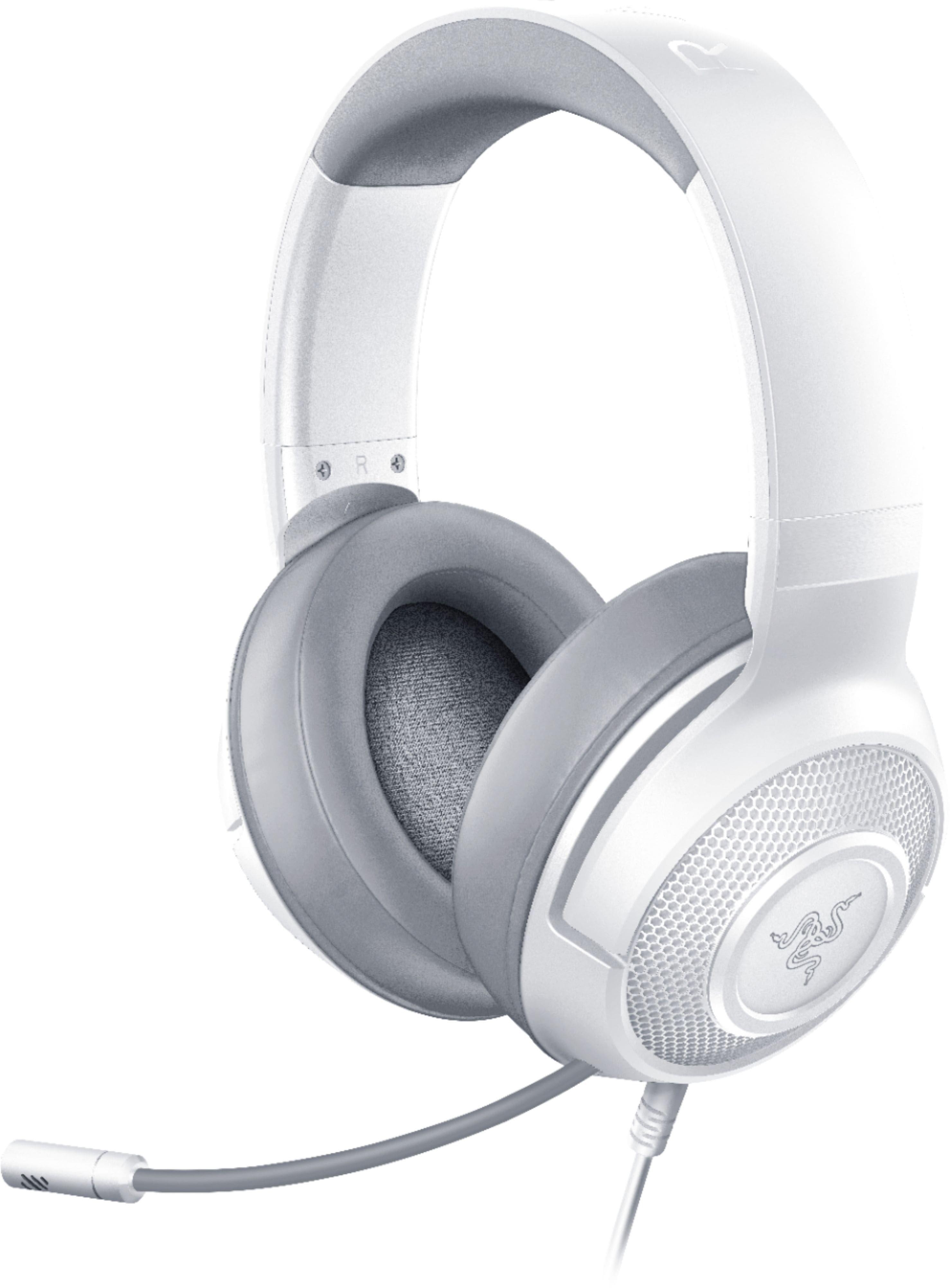 Left. Razer - Kraken X Wired 7.1 Surround Sound Gaming Headset for PC, PS4, PS5, Switch, Xbox X|S, and Xbox One - Mercury White.